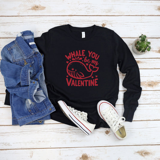 Valentines Whale | Youth Graphic Long Sleeve Tee