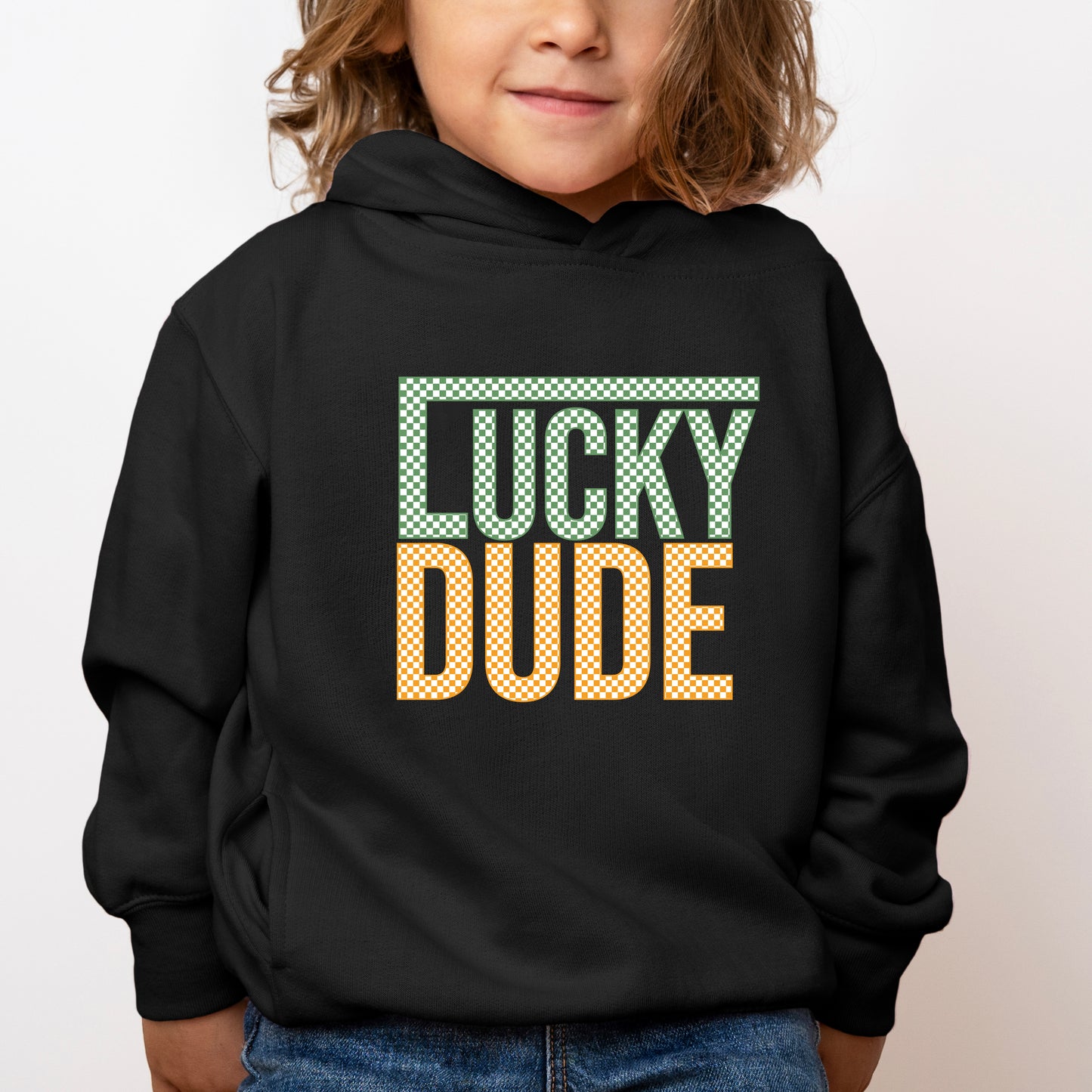 Block Checkered Lucky Dude | Toddler Graphic Hoodie