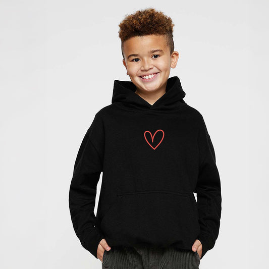 Embroidered Hand Drawn Heart | Youth Graphic Hoodie