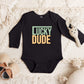 Block Checkered Lucky Dude | Baby Graphic Long Sleeve Onesie