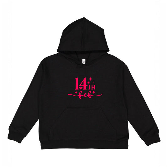 14th Feb Stars Puff Print | Youth Graphic Hoodie