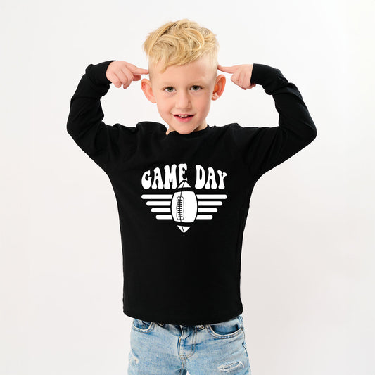 Football Game Day Stripes | Toddler Graphic Long Sleeve Tee