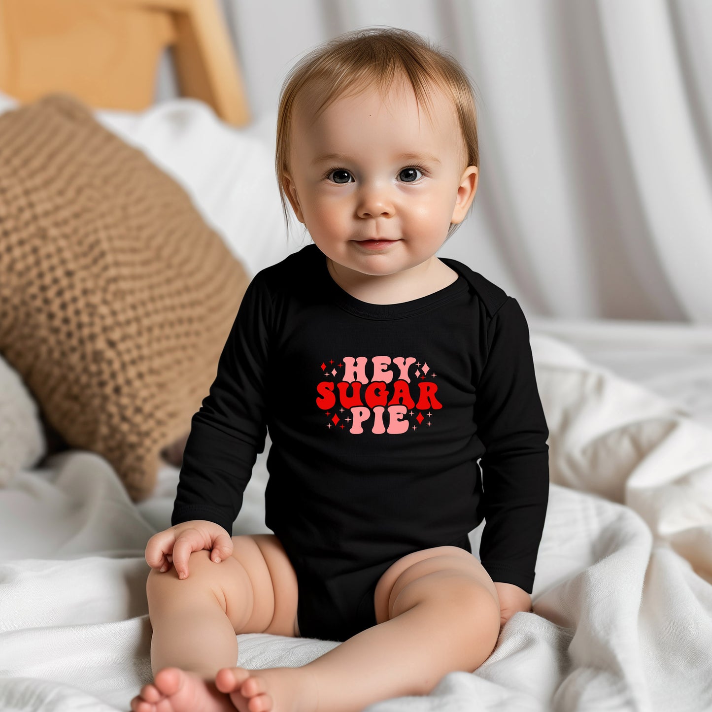 Hey Sugar Pie Stars | Baby Graphic Long Sleeve Onesie