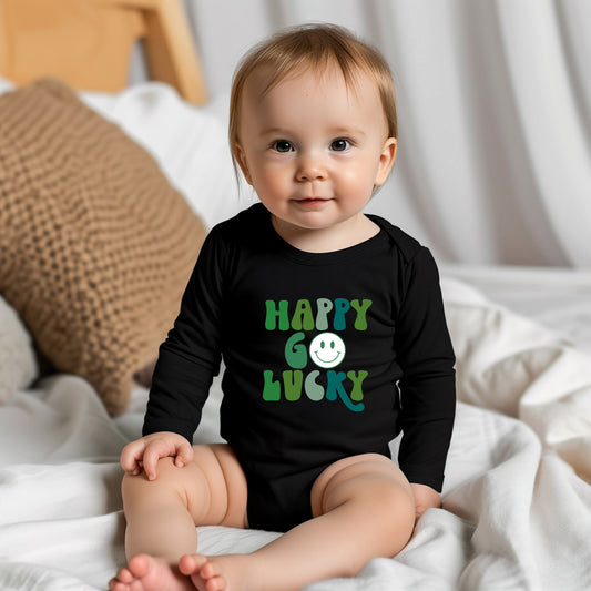Happy Go Lucky Smiley Face | Baby Graphic Long Sleeve Onesie