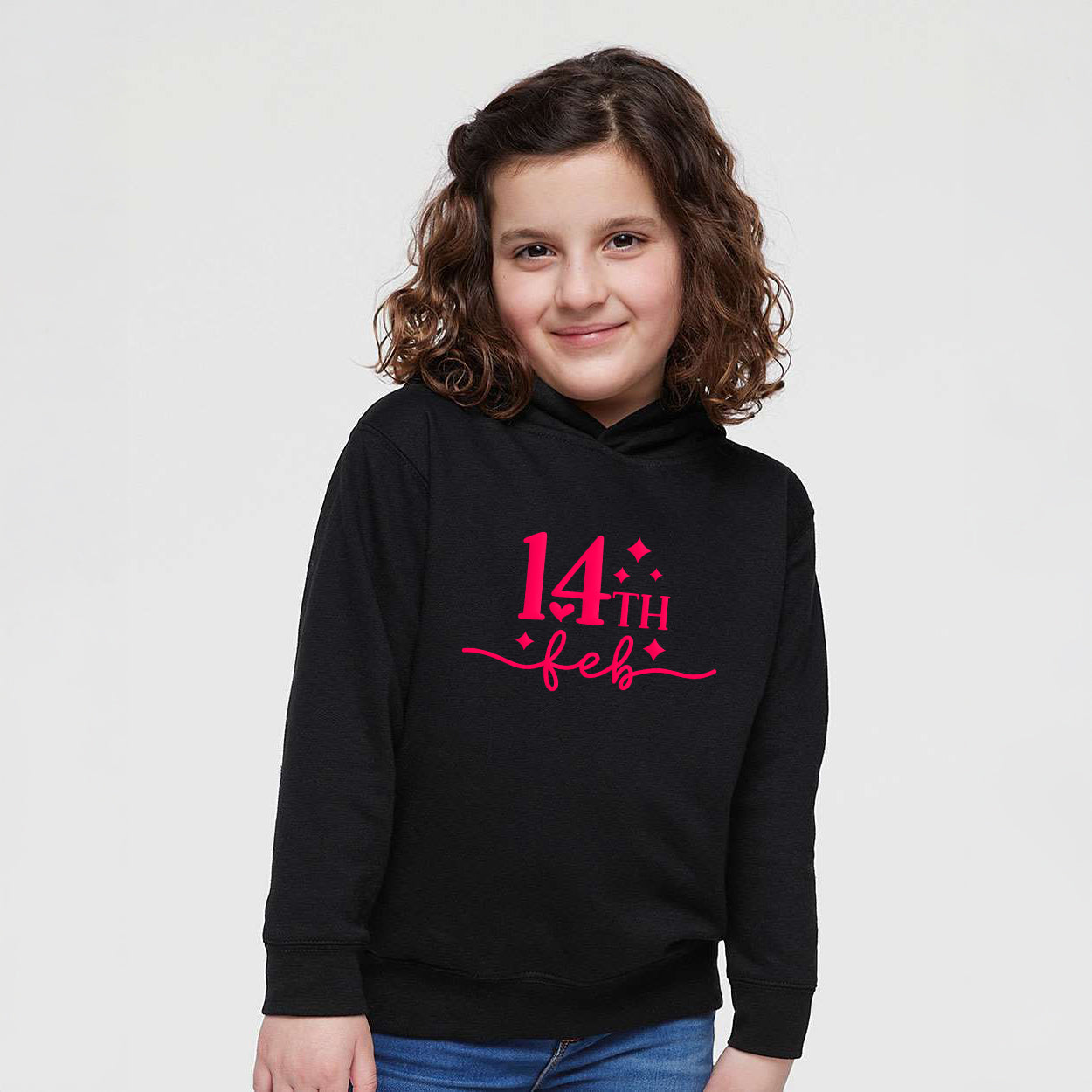 14th Feb Stars Puff Print | Toddler Graphic Hoodie