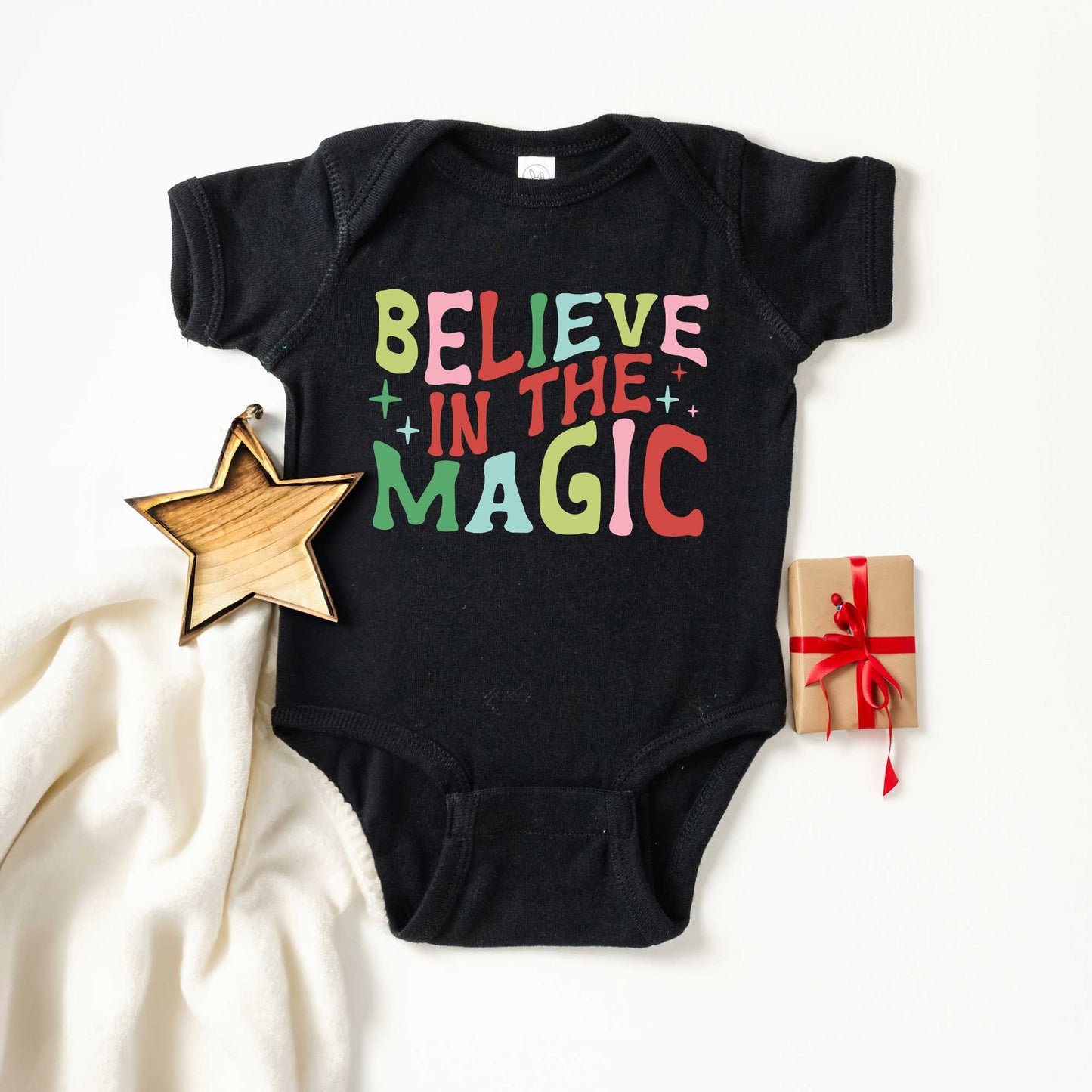 Believe in the Magic Colorful | Baby Graphic Short Sleeve Onesie