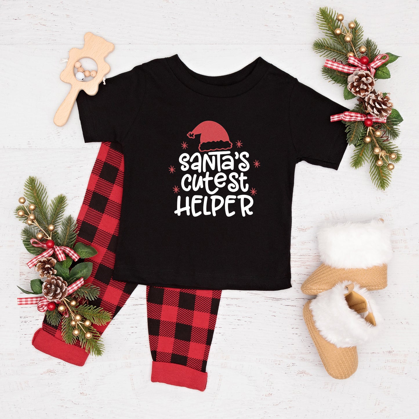 Santa's Cutest Helper Glitter | Youth Graphic Short Sleeve Tee