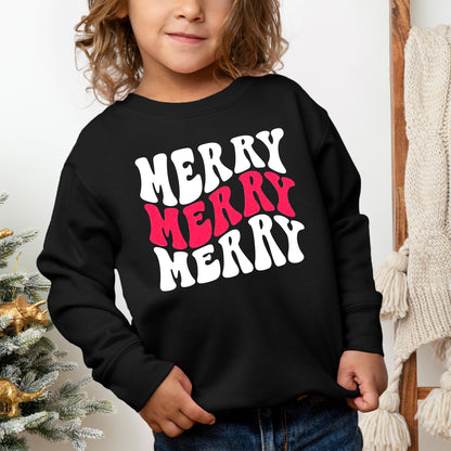 Merry Stacked Wavy Glitter | Toddler Graphic Sweatshirt