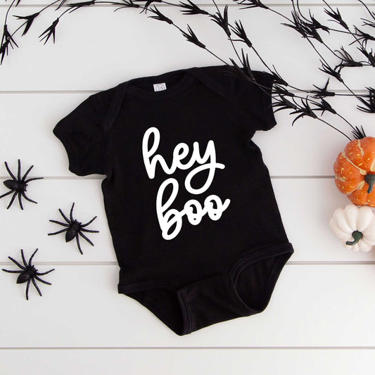 Hey Boo Cursive | Baby Graphic Short SleeveOnesie