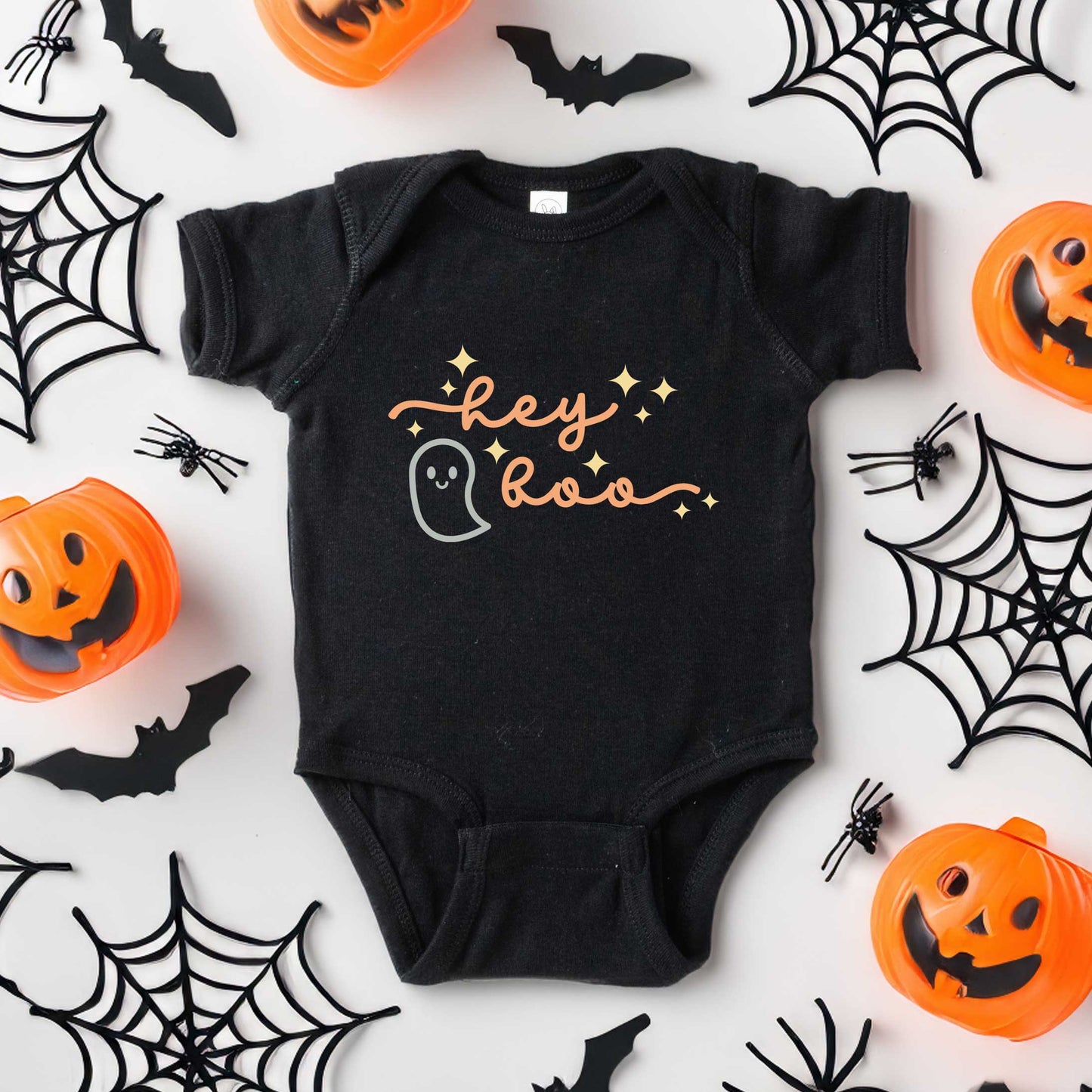 Hey Boo Ghost Kids | Baby Graphic Short Sleeve Onesie