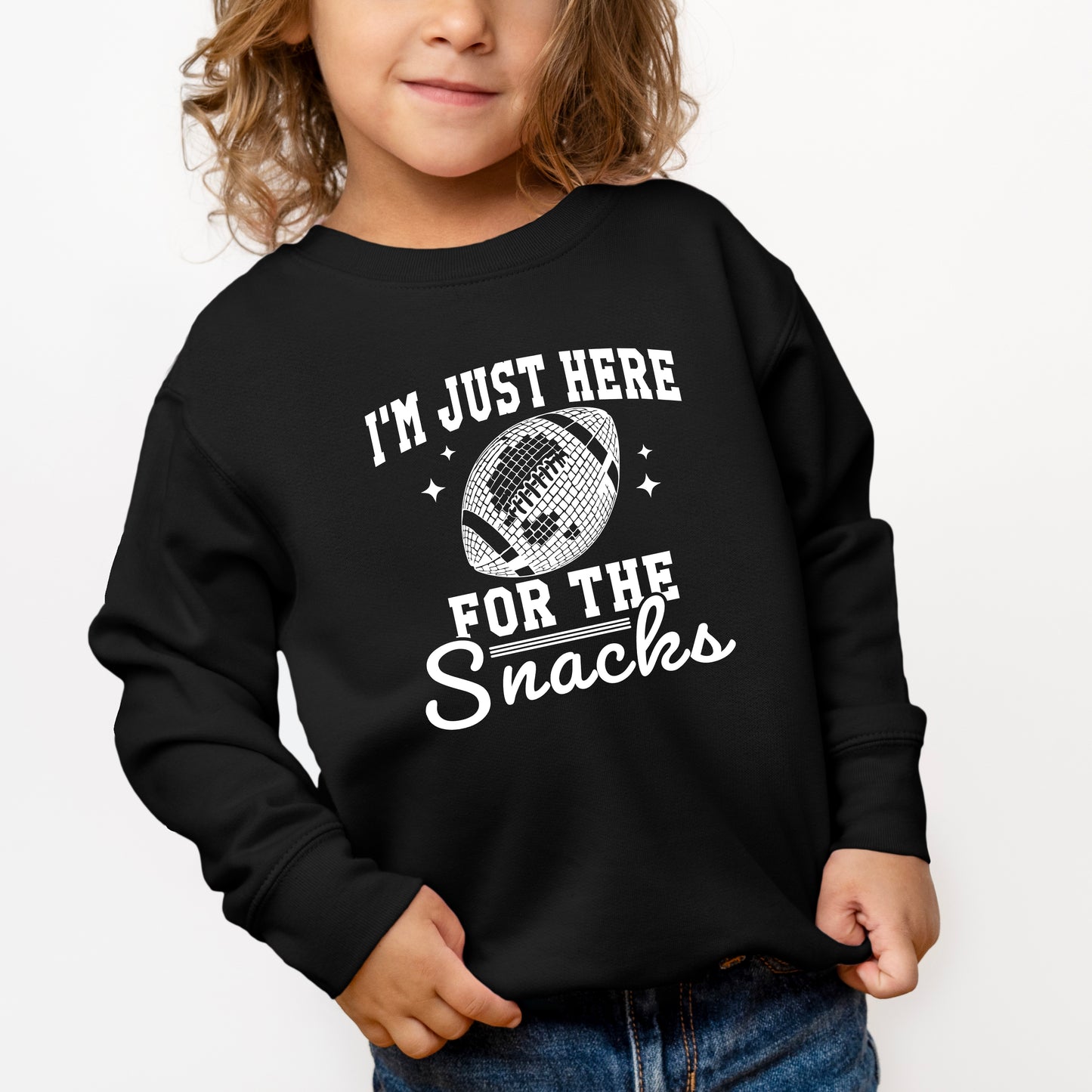 I'm Just Here For The Snacks Disco | Youth Ultra-Soft Graphic Sweatshirt