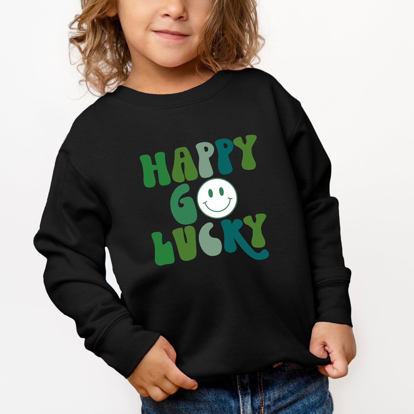 Happy Go Lucky Smiley Face | Youth Ultra-Soft Graphic Sweatshirt