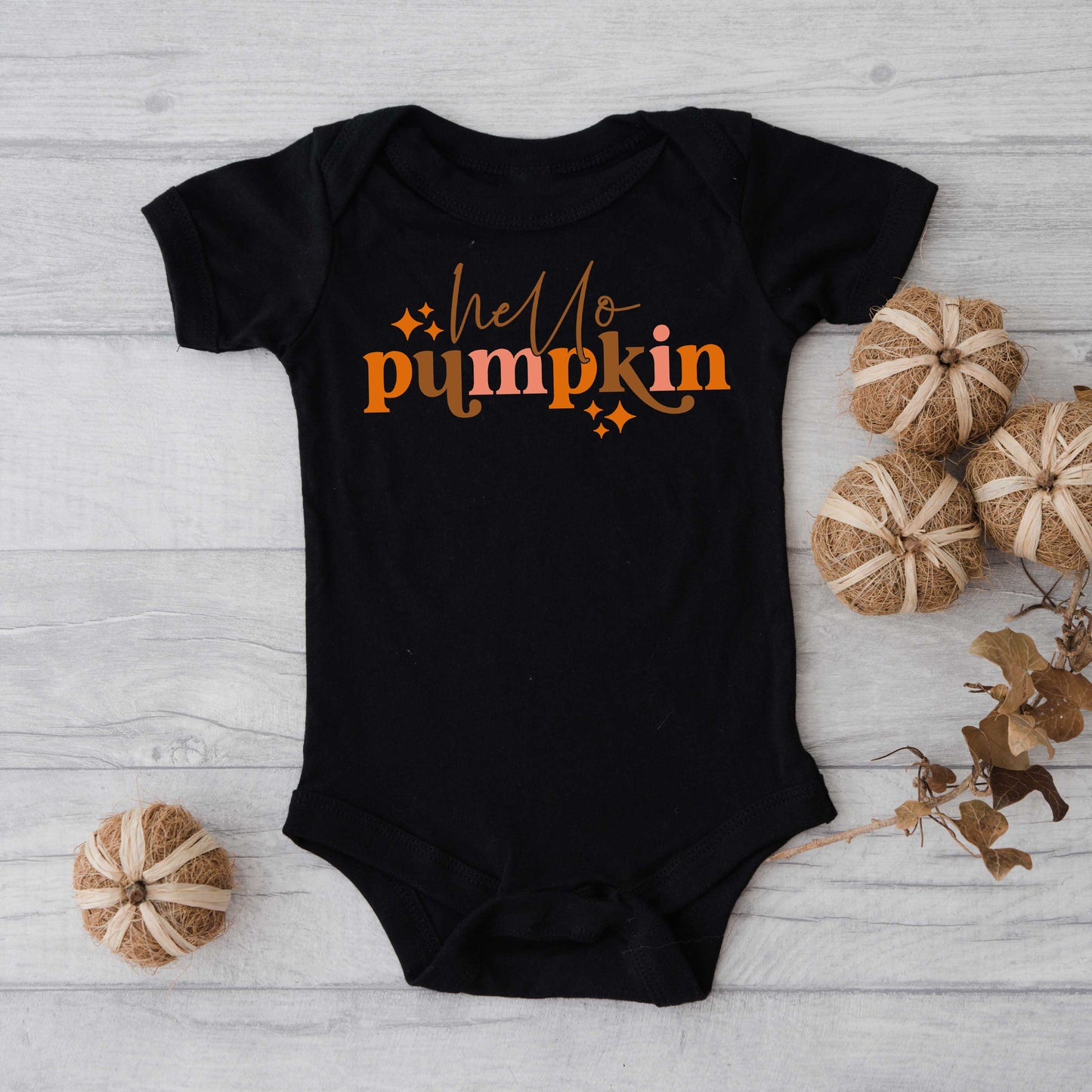 Hello Pumpkin Stars | Baby Graphic Short Sleeve Onesie