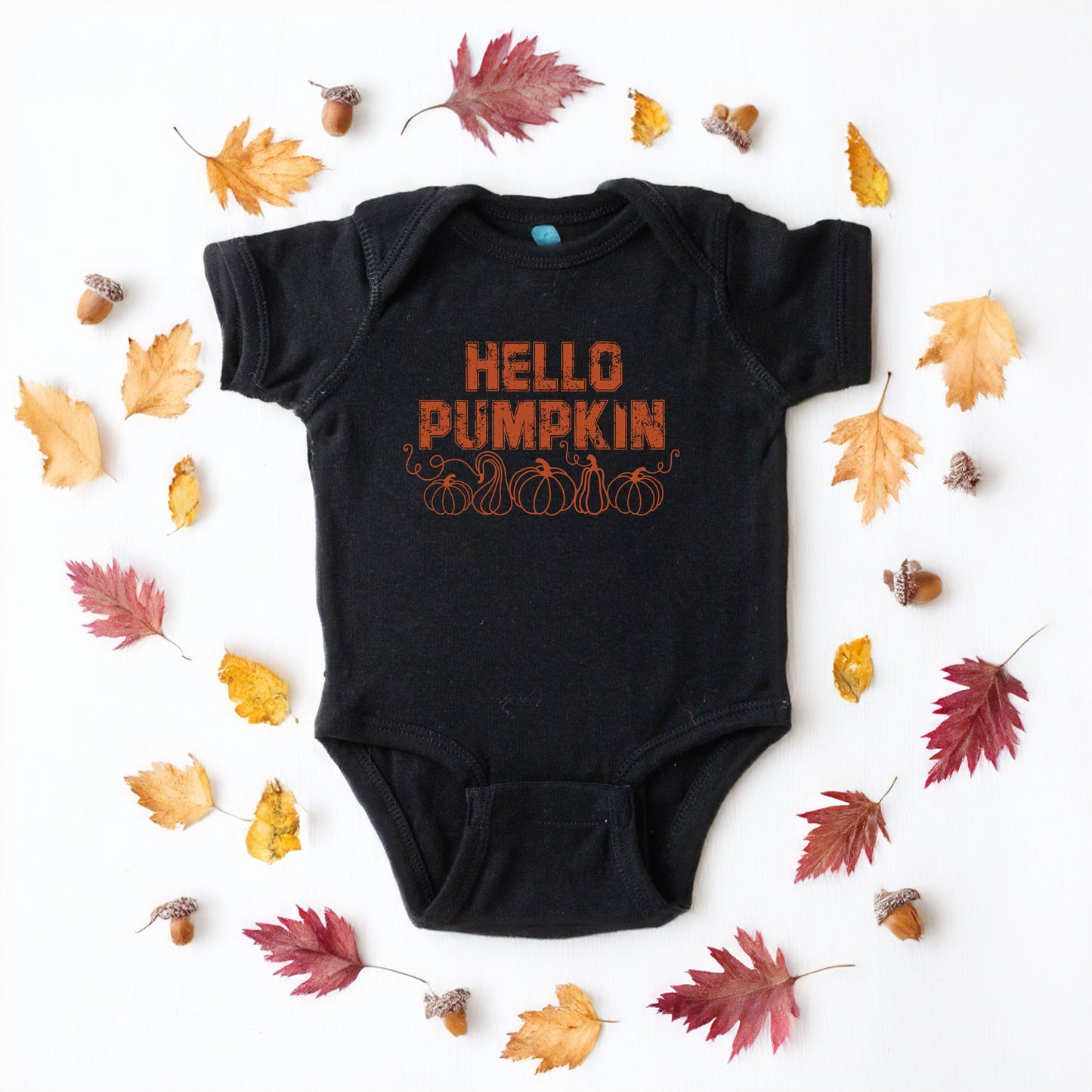 Hello Pumpkin Distressed | Baby Graphic Short Sleeve Onesie