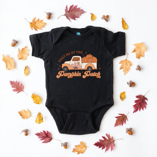 Meet Me Pumpkin Patch Colorful | Baby Graphic Short Sleeve Onesie