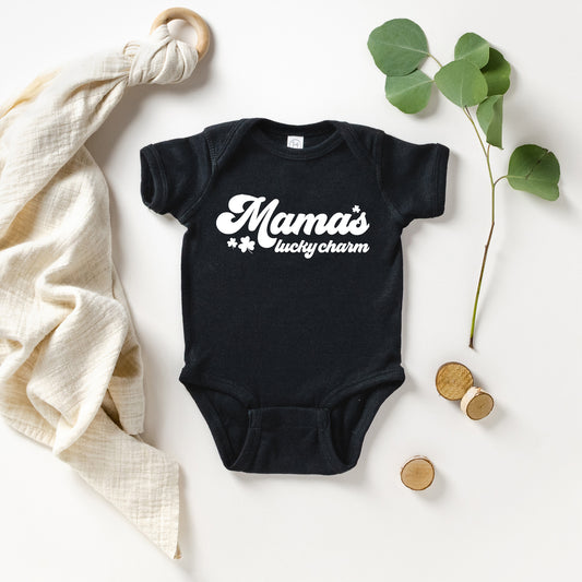 Retro Mama's Lucky Charm | Baby Graphic Short Sleeve Onesie