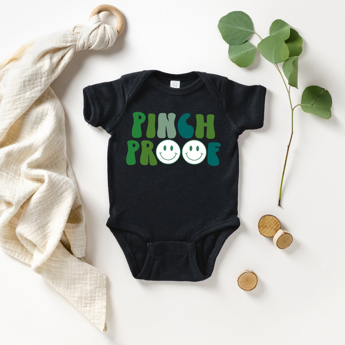 Pinch Proof Smiley Face | Baby Graphic Short Sleeve Onesie