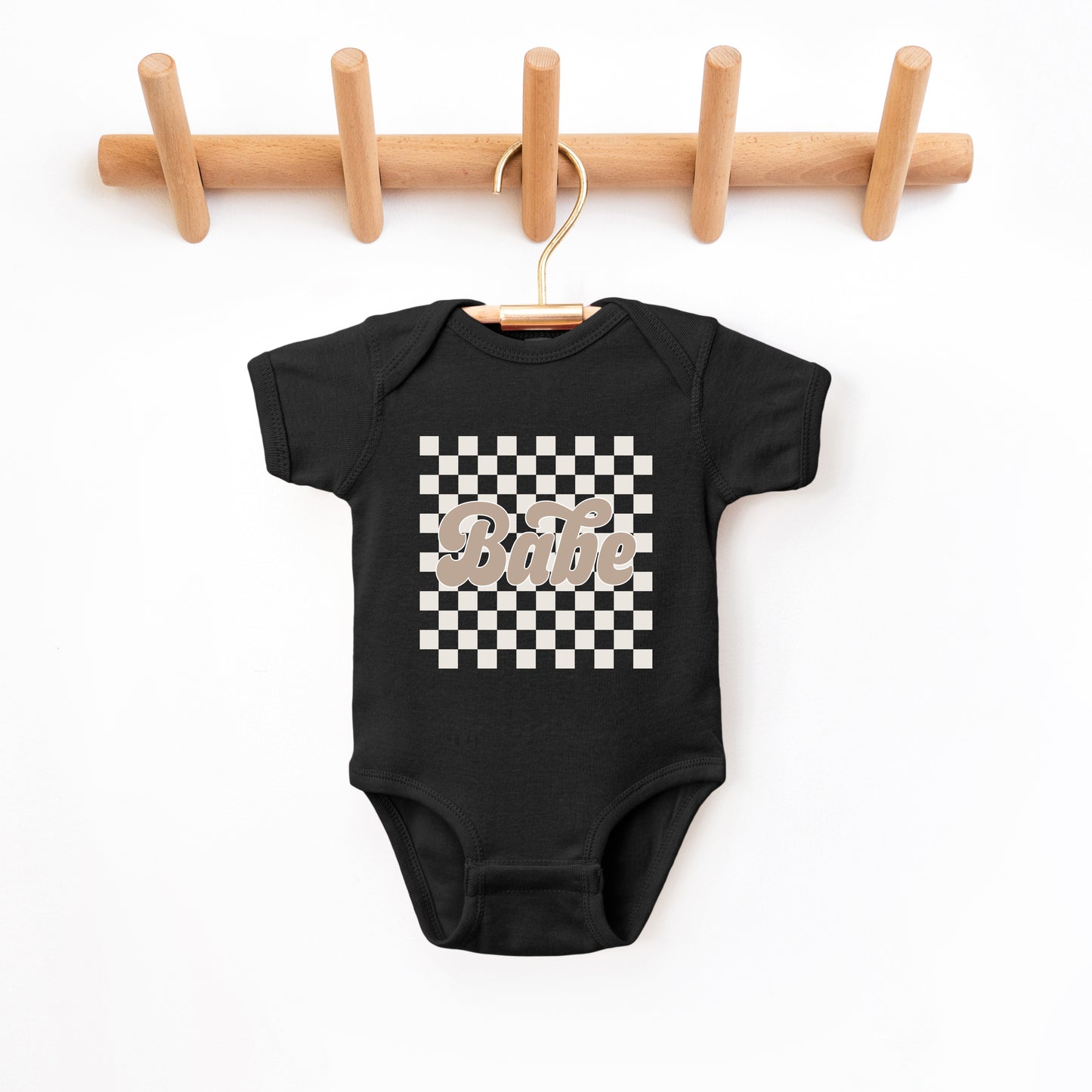 Retro Checkered Babe | Baby Graphic Short Sleeve Onesie