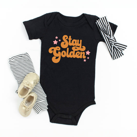 Stay Golden Stars | Baby Graphic Short Sleeve Onesie