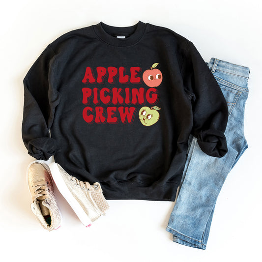 Cartoon Apple Picking Crew | Youth Graphic Sweatshirt