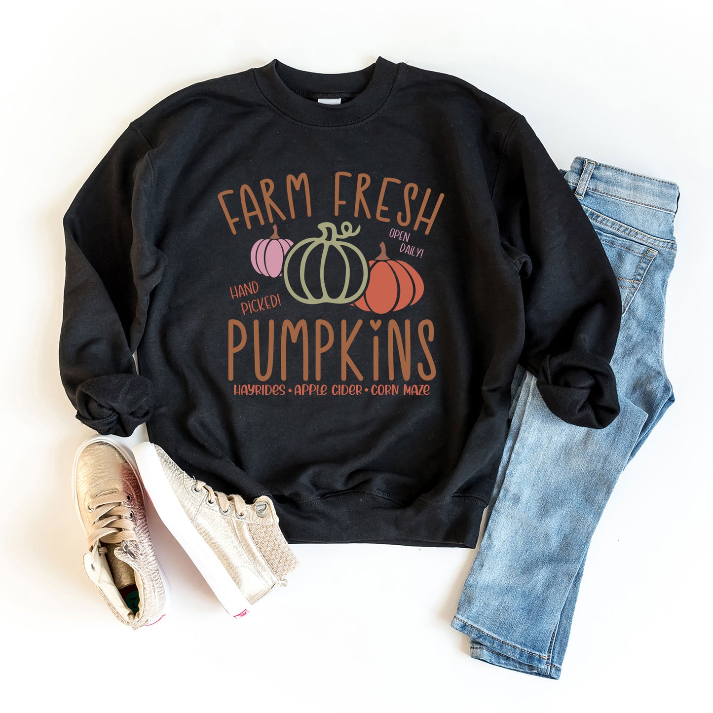 Colorful Farm Fresh Pumpkins | Youth Graphic Sweatshirt