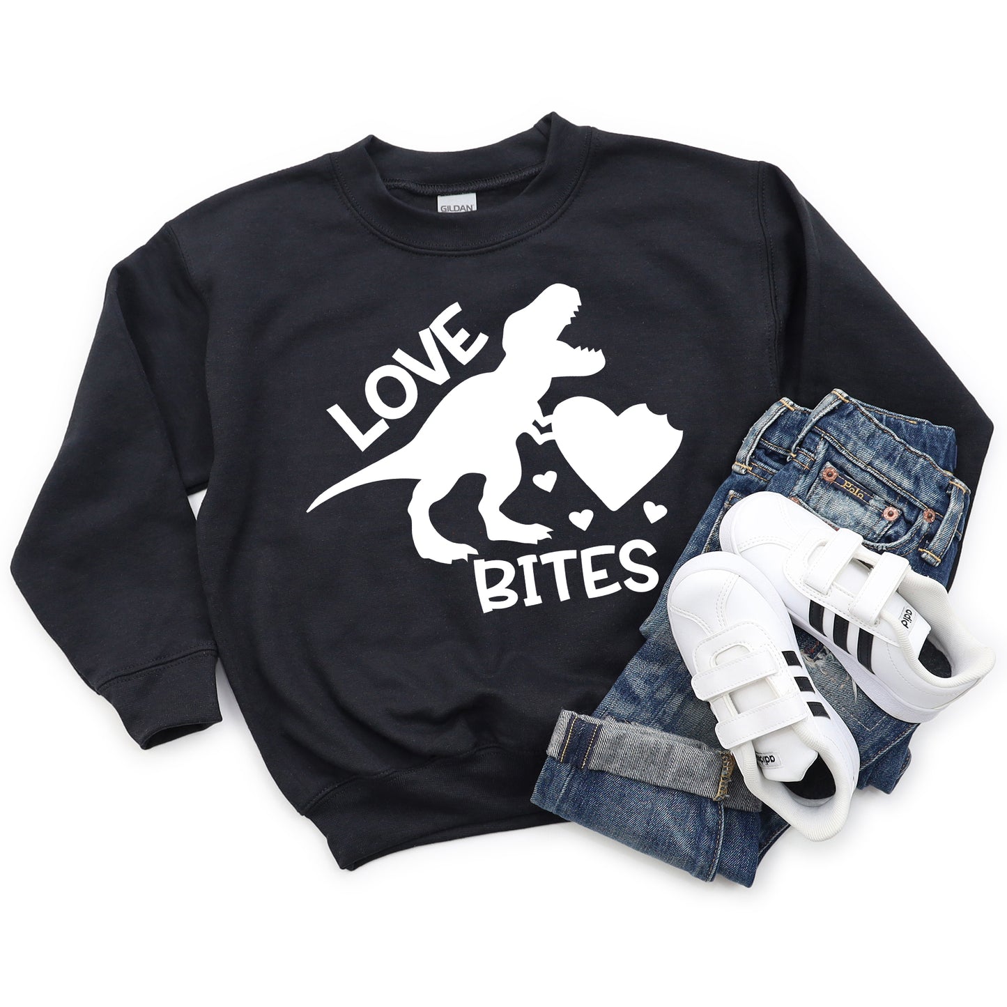 Love Bites Dinosaur | Youth Graphic Sweatshirt