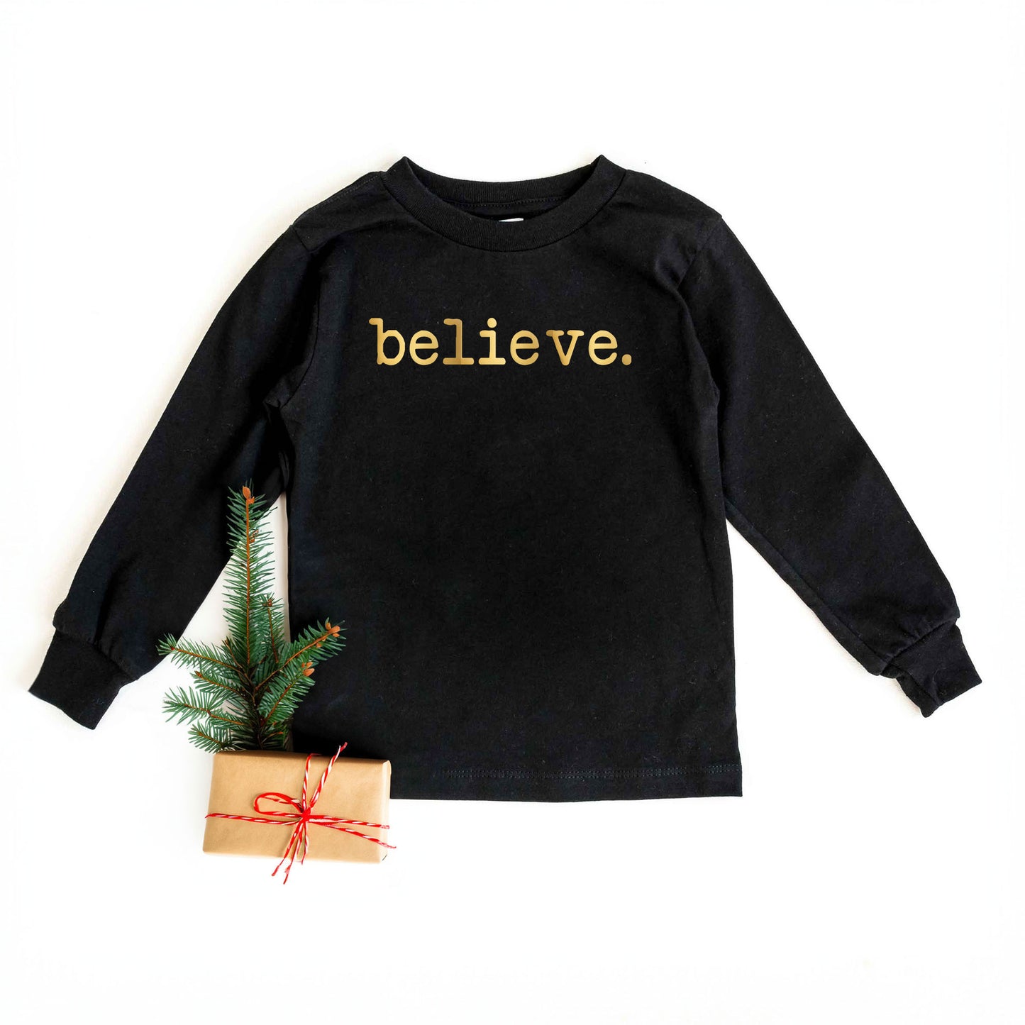 Believe Puff Print | Toddler Graphic Long Sleeve Tee