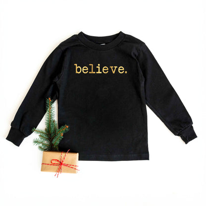 Believe Puff Print | Youth Graphic Long Sleeve Tee