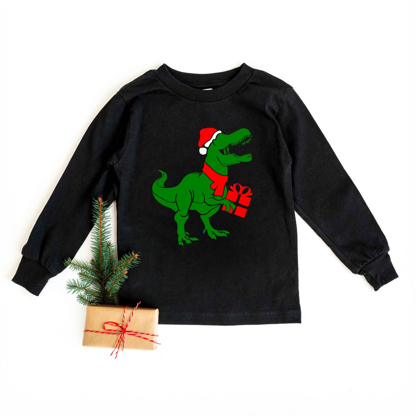 Dino Present | Toddler Graphic Long Sleeve Tee