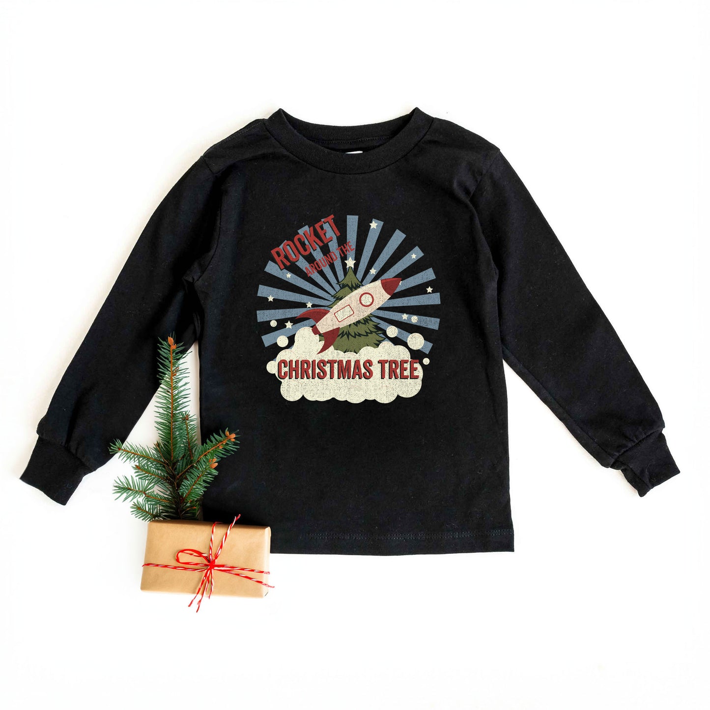 Rocket Around The Christmas Tree | Youth Graphic Long Sleeve Tee