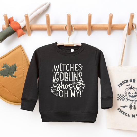 Witches Goblins Ghosts Puff Print | Toddler Graphic Sweatshirt