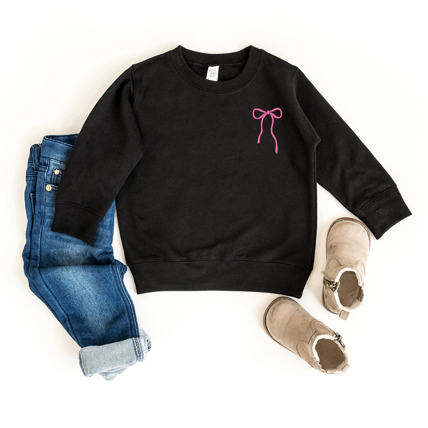 Embroidered Thin Bow | Youth Ultra-Soft Graphic Sweatshirt