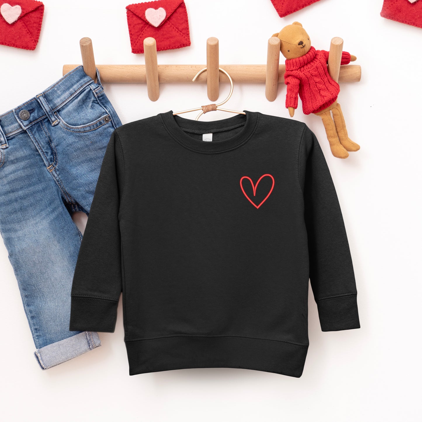 Embroidered Hand Drawn Heart | Toddler Graphic Sweatshirt