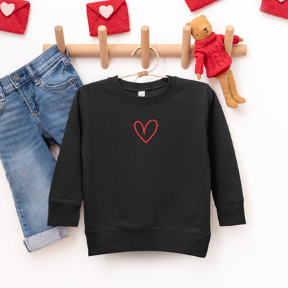 Embroidered Hand Drawn Heart | Toddler Graphic Sweatshirt