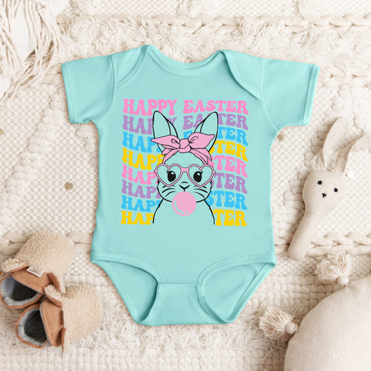 Bubble Gum Bunny Wavy | Baby Graphic Short Sleeve Onesie