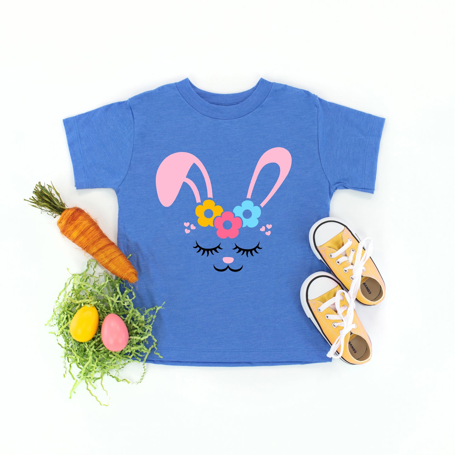 Bunny Face With Flowers | Toddler Graphic Short Sleeve Tee