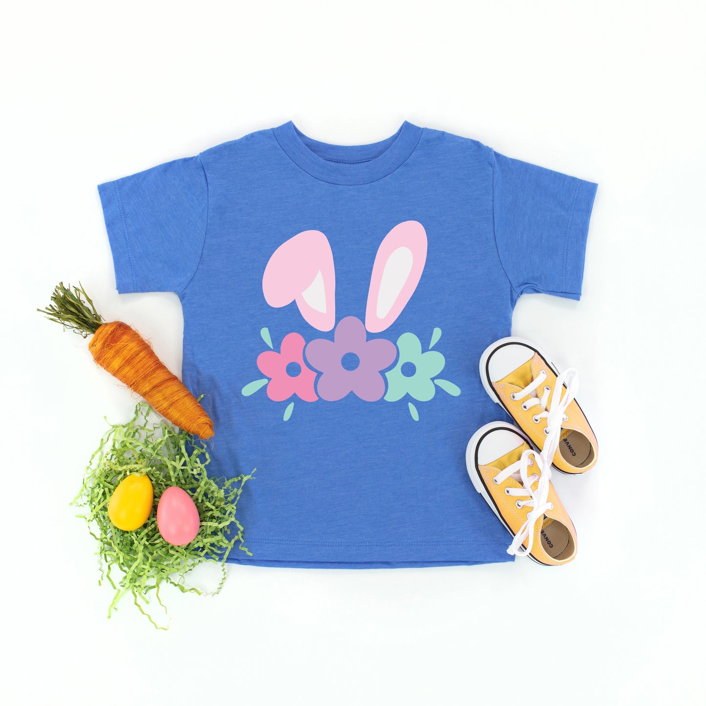 Bunny Ears With Flowers | Toddler Graphic Short Sleeve Tee