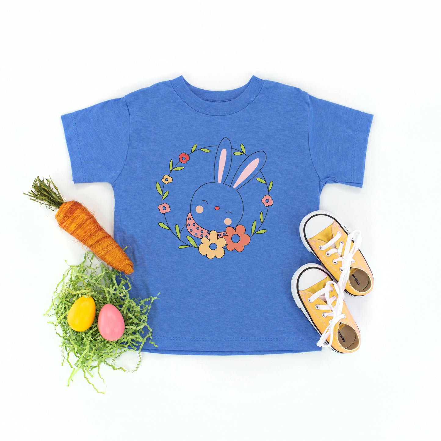 Easter Bunny Flower Wreath | Toddler Graphic Short Sleeve Tee