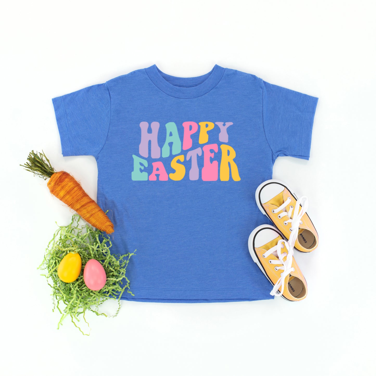 Happy Easter Wavy Colorful | Youth Graphic Short Sleeve Tee