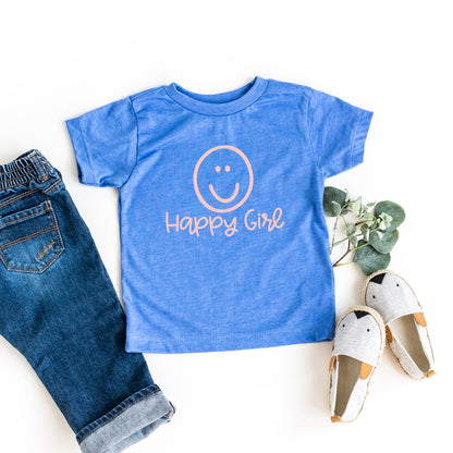 Happy Girl Smiley Face | Youth Graphic Short Sleeve Tee