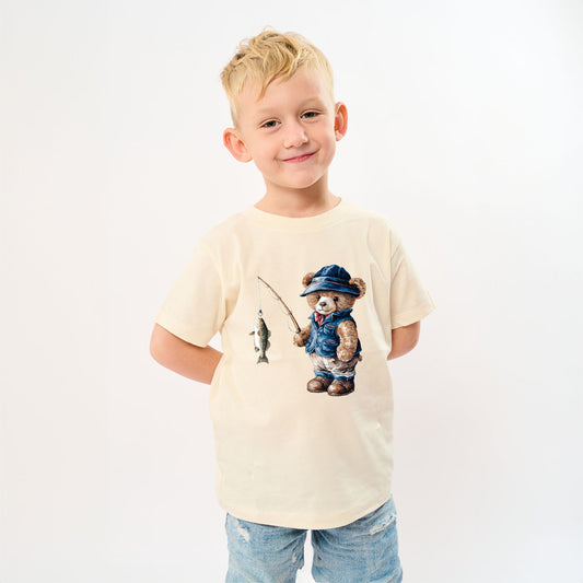 Teddy Bear Fisherman | Toddler Graphic Short Sleeve Tee