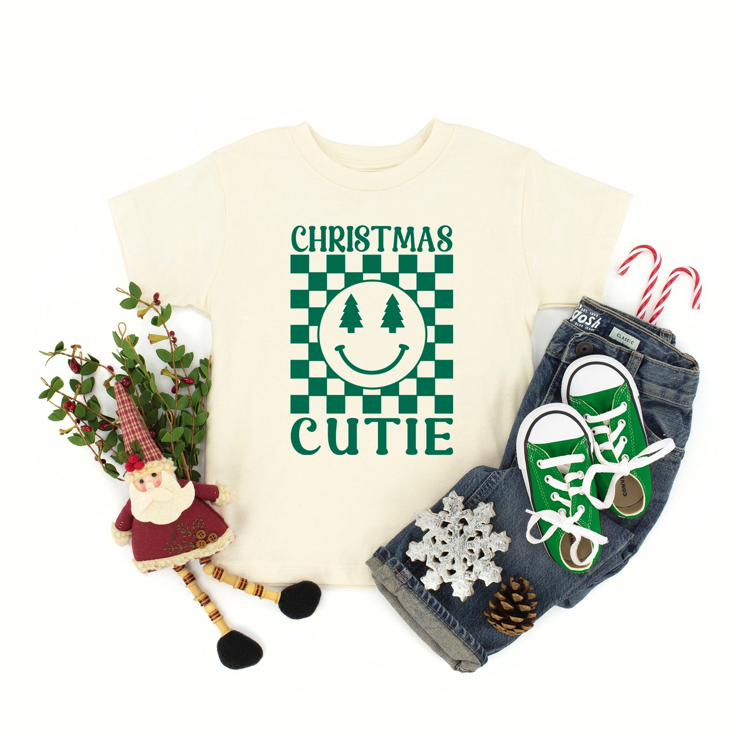 Christmas Cutie Checkered | Toddler Graphic Short Sleeve Tee