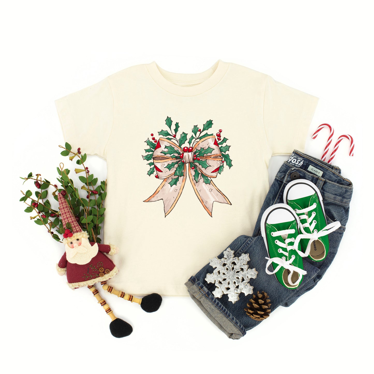 Holly Leaves Coquette | Toddler Graphic Short Sleeve Tee