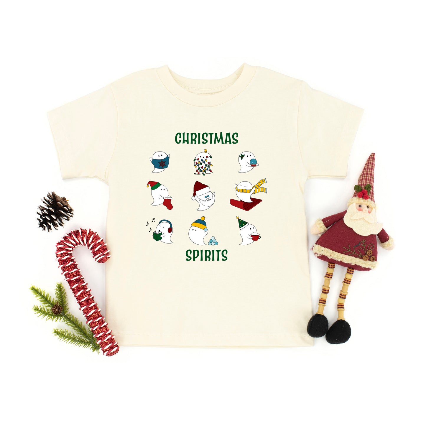 Christmas Spirits Green Words | Youth Graphic Short Sleeve Tee