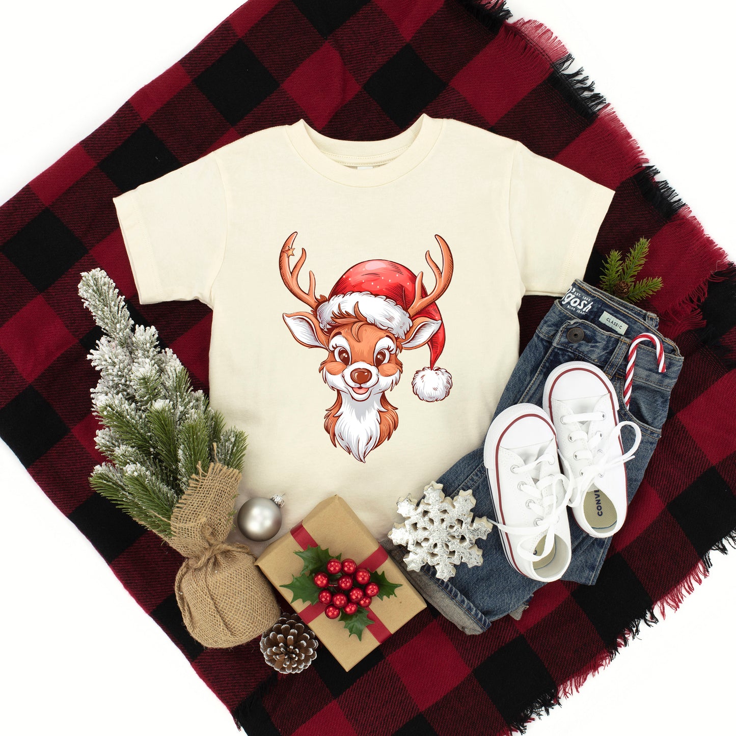 Cute Reindeer Head | Toddler Graphic Short Sleeve Tee