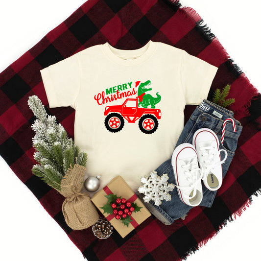 Christmas Dino Truck | Youth Graphic Short Sleeve Tee