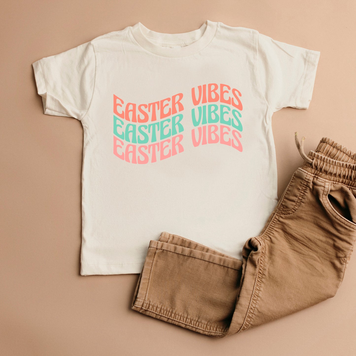 Easter Vibes Wavy Stacked | Youth Short Sleeve Crew Neck