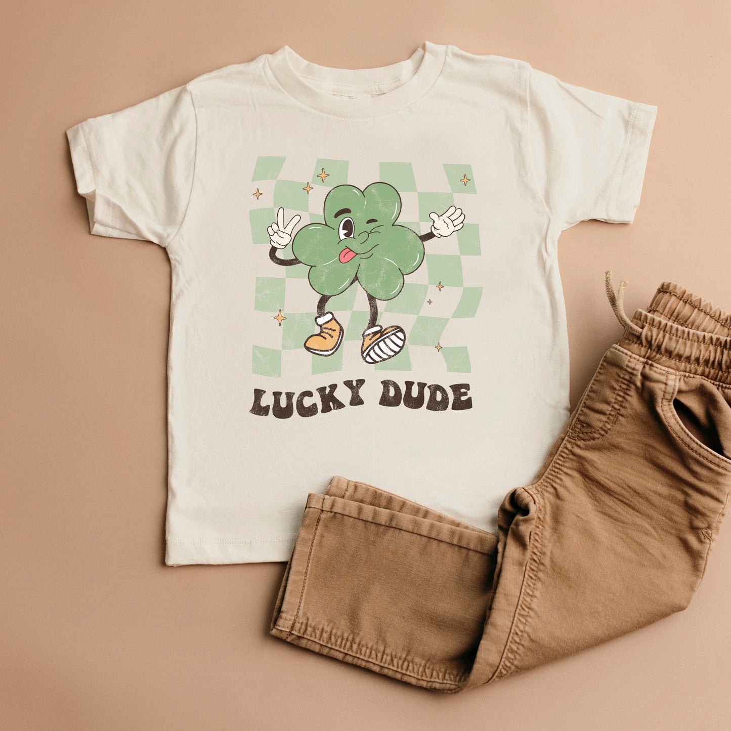 Lucky Dude Checkered | Youth Graphic Short Sleeve Tee