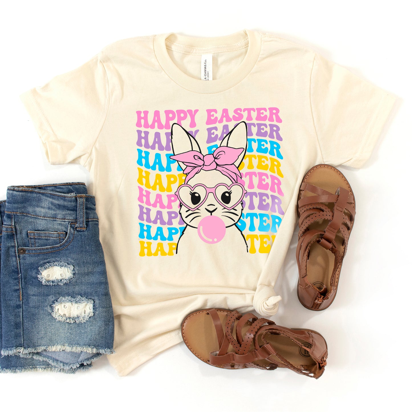 Bubble Gum Bunny Wavy | Youth Graphic Short Sleeve Tee