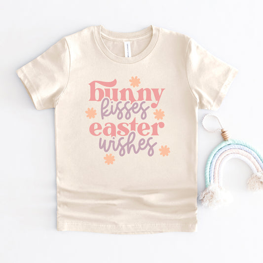 Bunny Kisses Easter Wishes Flowers | Toddler Graphic Short Sleeve Tee